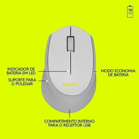 Imagem de MOUSE SEM FIO M280 CINZA LOGITECH